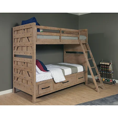 Bunk Bed with Trundle Storage Unit